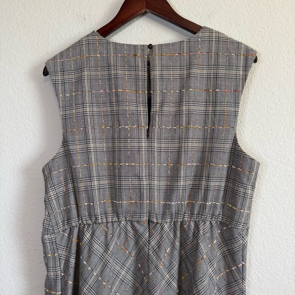 Anthropologie Maeve Reese Plaid Midi Black Dress Sleeveless Academia Size 14 - Picture 11 of 16